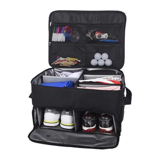 Golf Trunk Organizer Waterproof Car Golf Shoes Bag with Large Golf Storage Box for Shoes Balls Tees Clothes Gloves Accessories ﻿