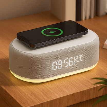 4-in-1 Wireless Charging Digital Alarm Clock with LED Display